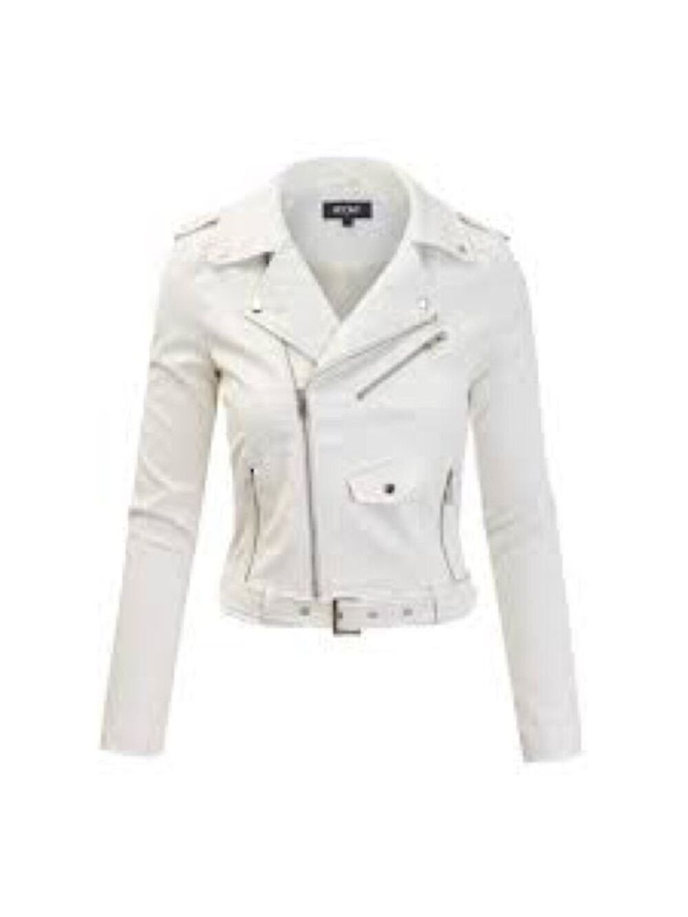 Ashley By 26 International White Women's Biker Jacket Sz Small